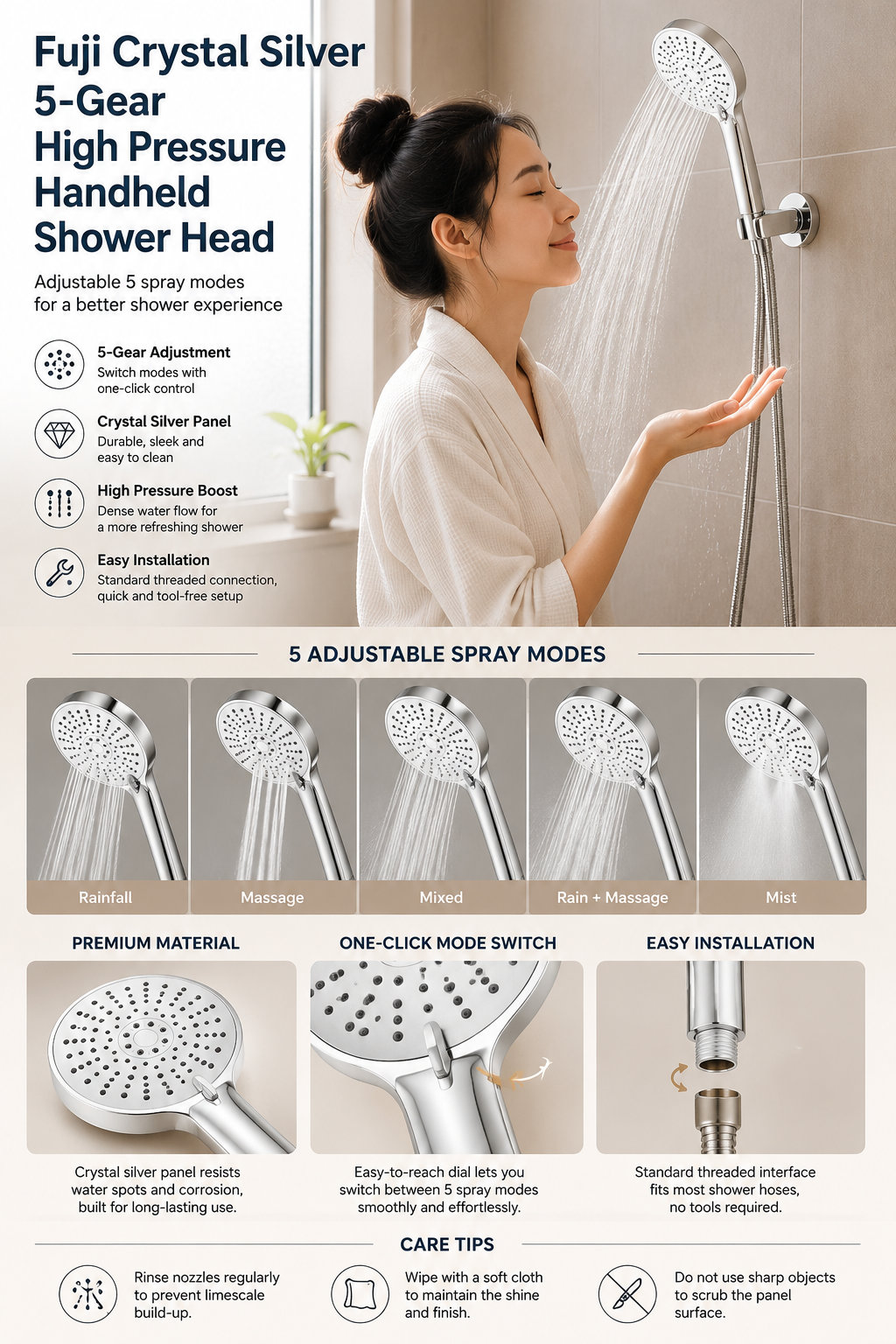 5-speed Handheld Shower Head