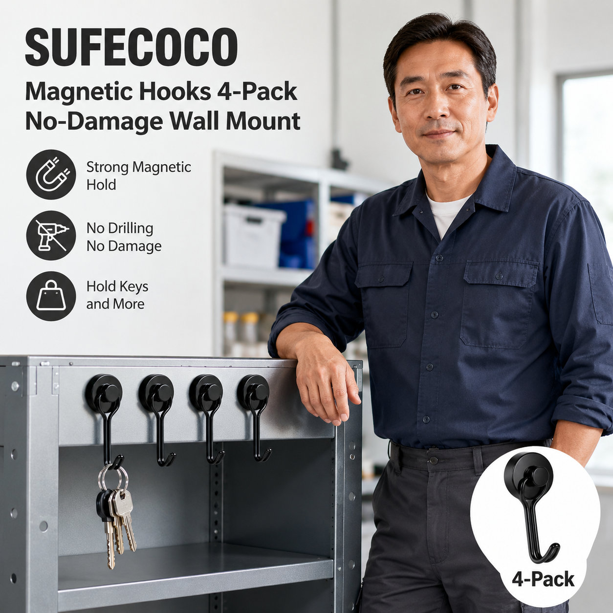 SUFECOCO Magnetic Hooks 4pcs