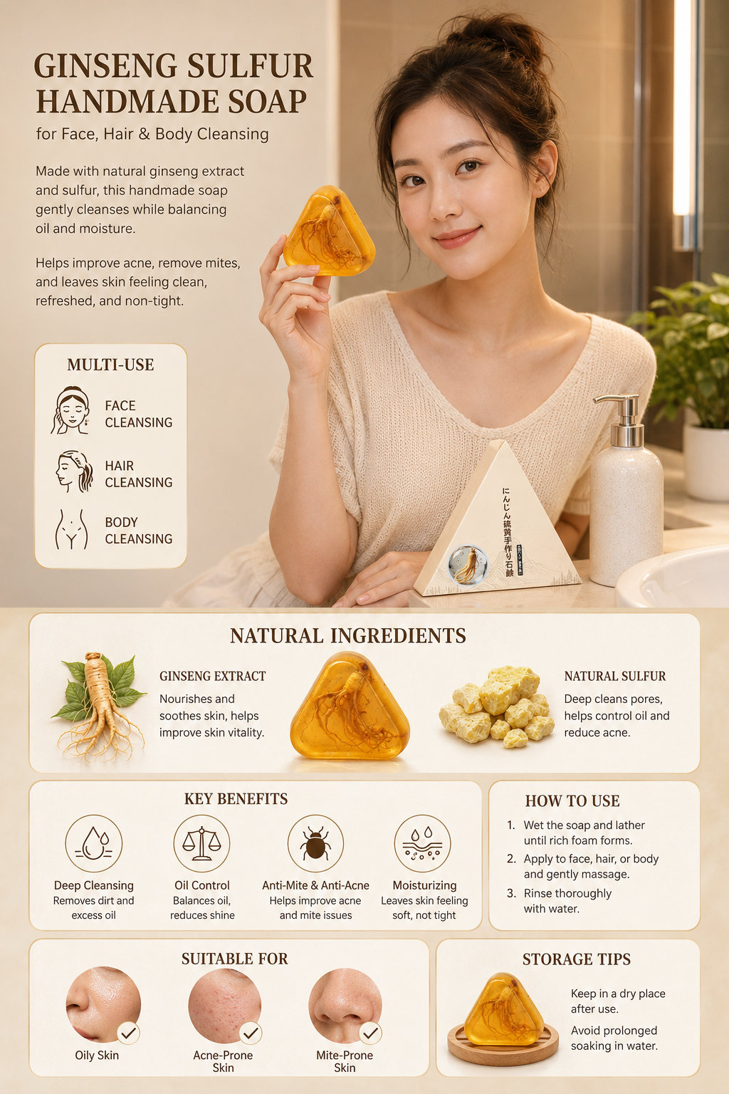 Ginseng Sulfur Handmade Soap
