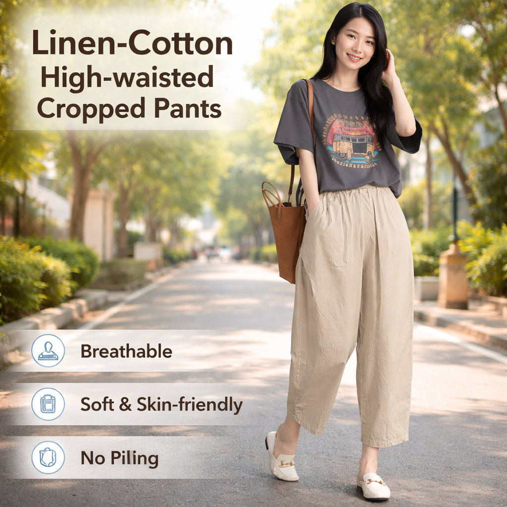 Women's High Waist Linen Pants
