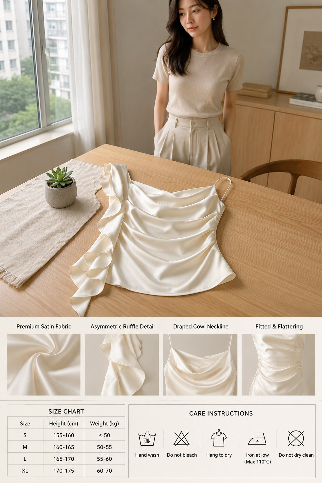 Off-White Satin Cami Top