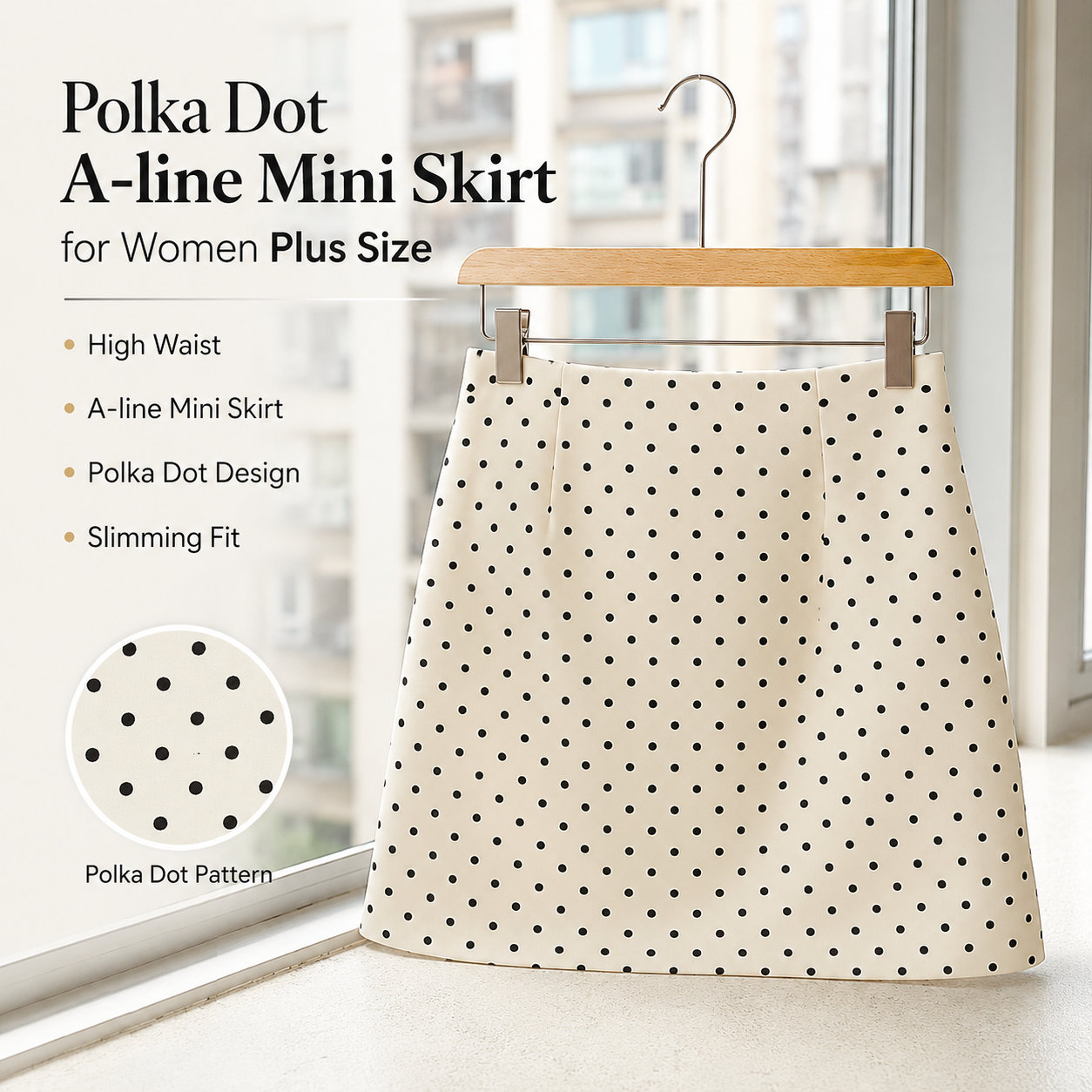 High-Waist Polka Dot Skirt