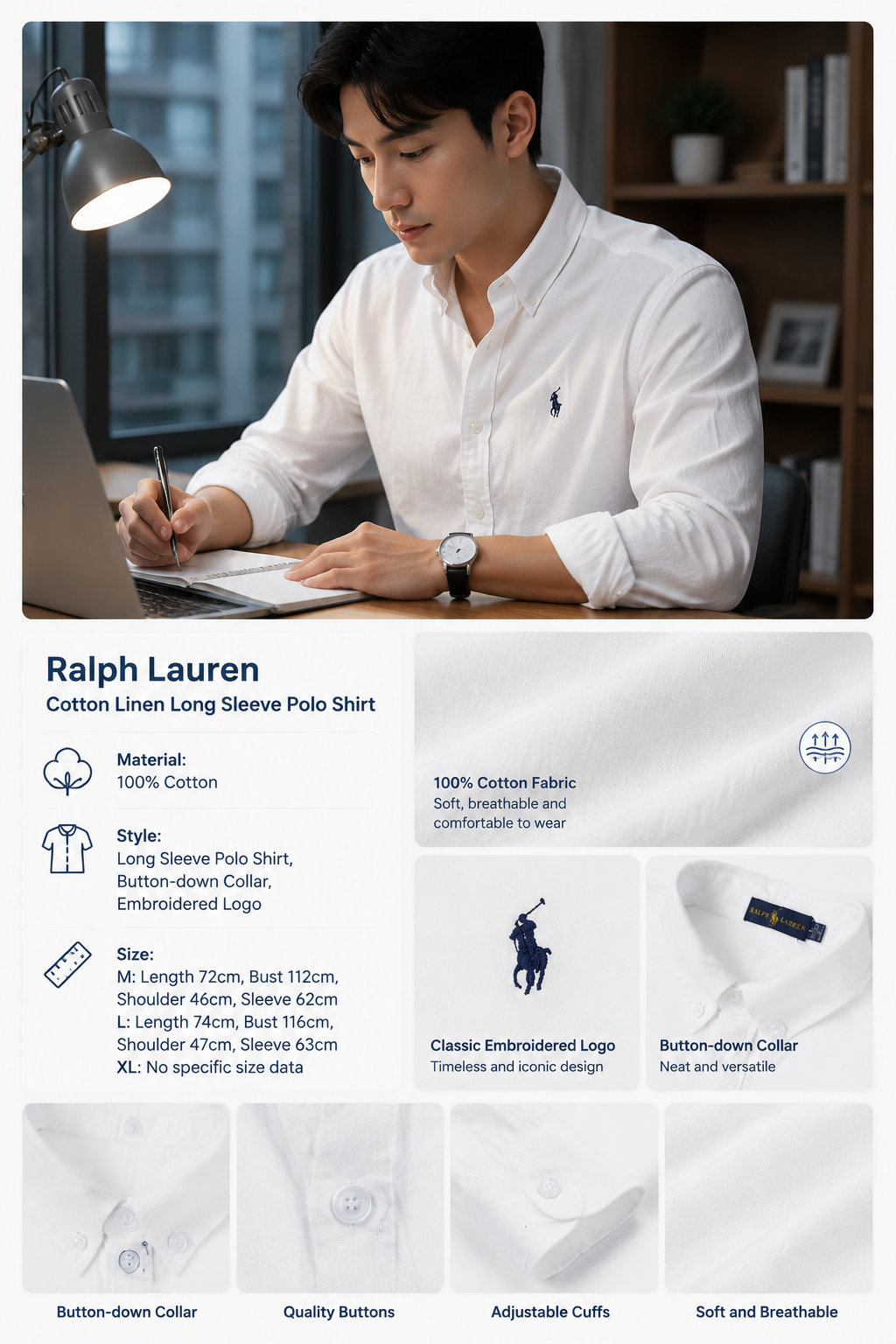 Men's 100% Cotton Polo Shirt
