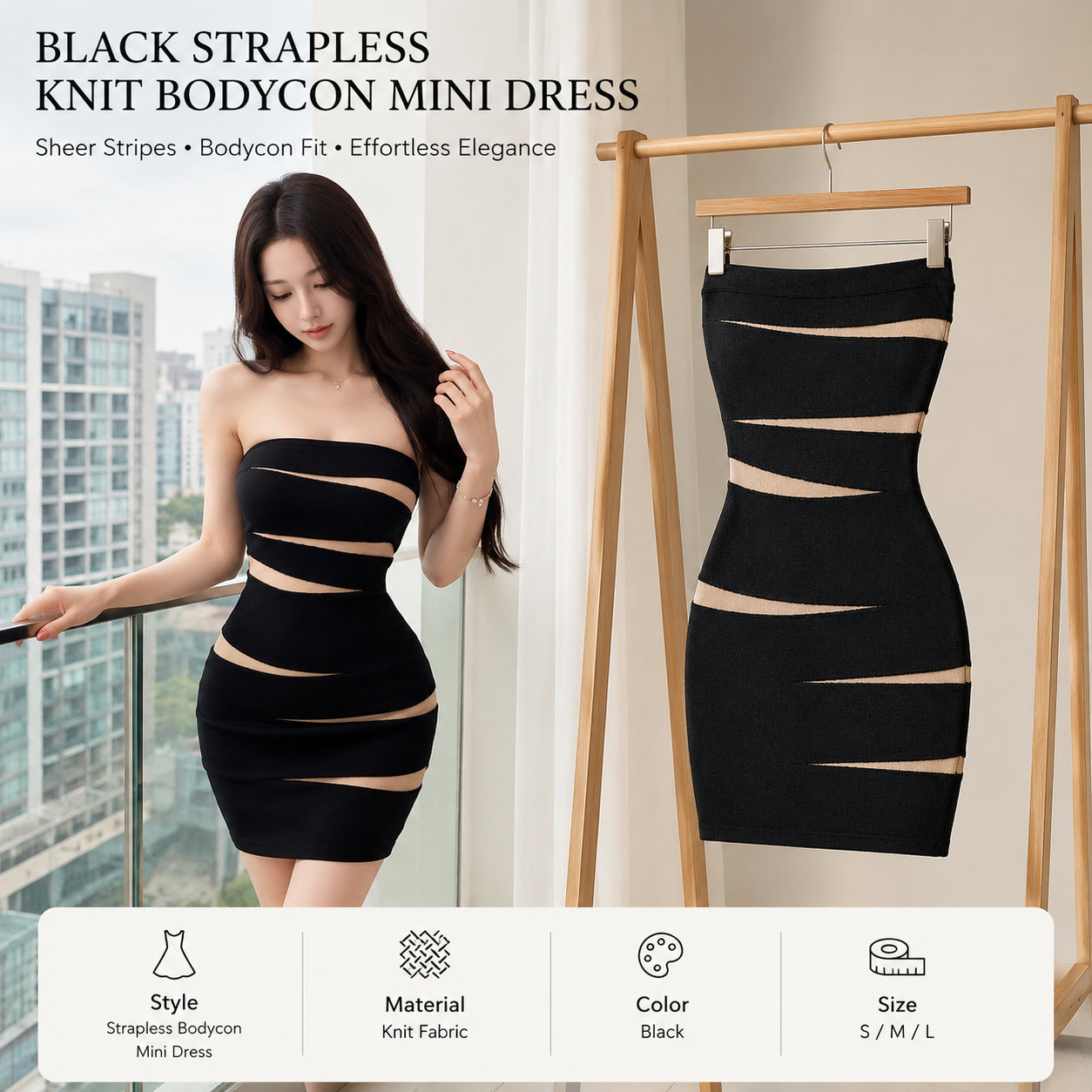 Black Strapless Bodycon Dress