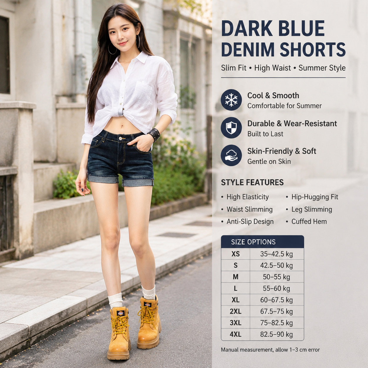 Women's Dark Blue Denim Shorts