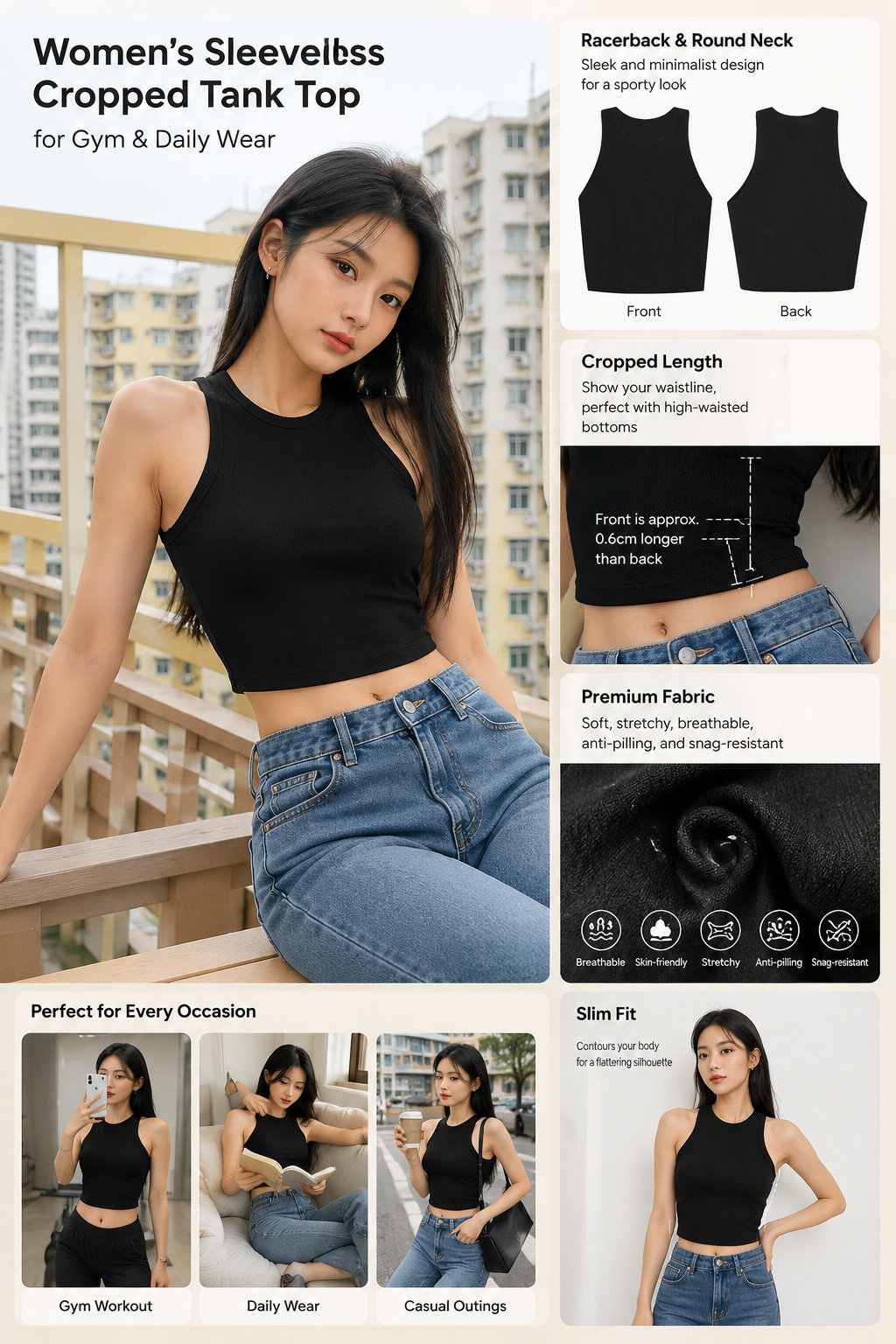 Women's Cropped Halter Tank Top