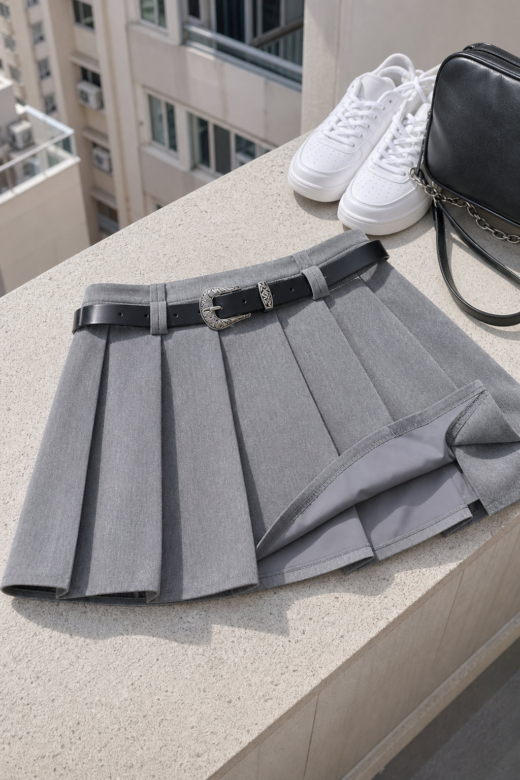 Women's High Waist Pleated Mini Skirt