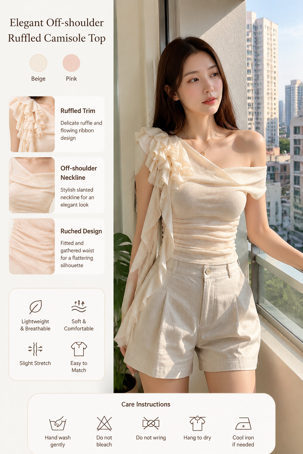 Asymmetric Ruffled Slim Tank Top