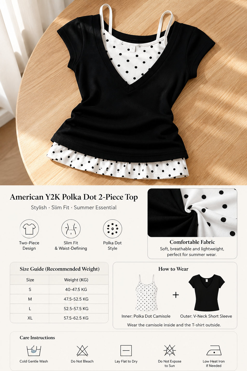 V-neck Polka Dot Women's Top