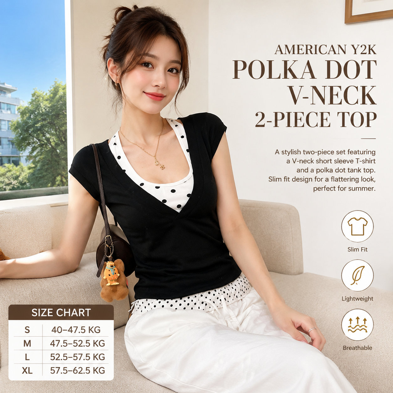 V-neck Polka Dot Women's Top