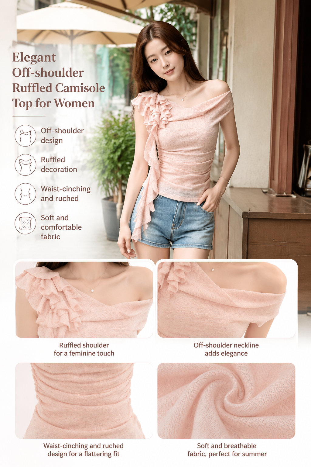 Asymmetric Ruffled Slim Tank Top