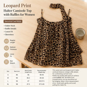 Leopard Halter Ruffle Tank Top