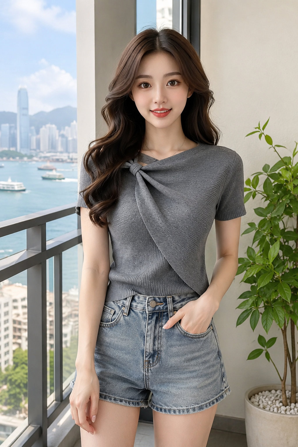 Women's Short Sleeve Twist Knitted Crop Top
