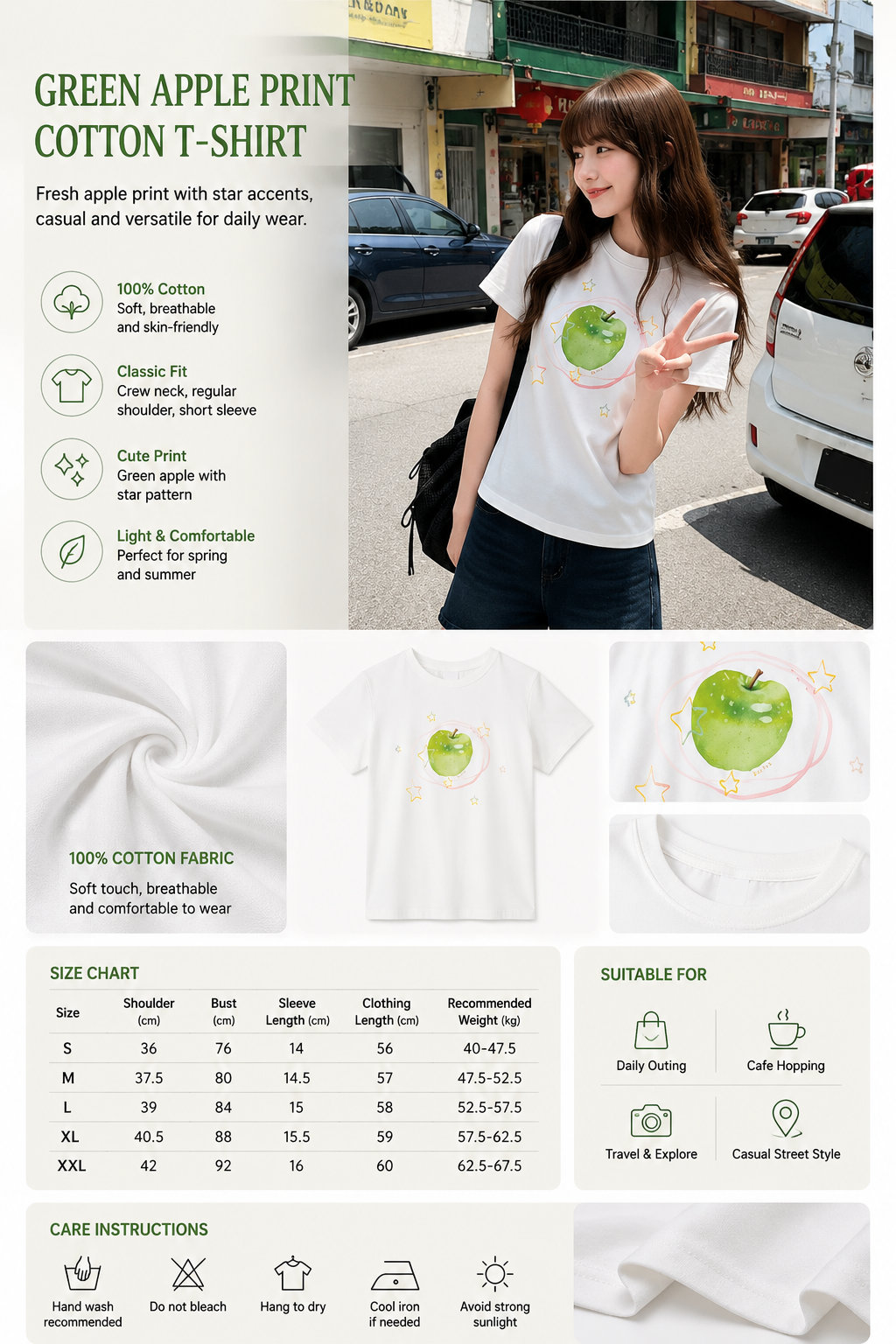 Korean Summer Cotton Print Tee