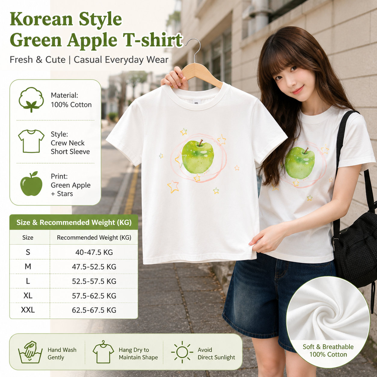 Korean Summer Cotton Print Tee
