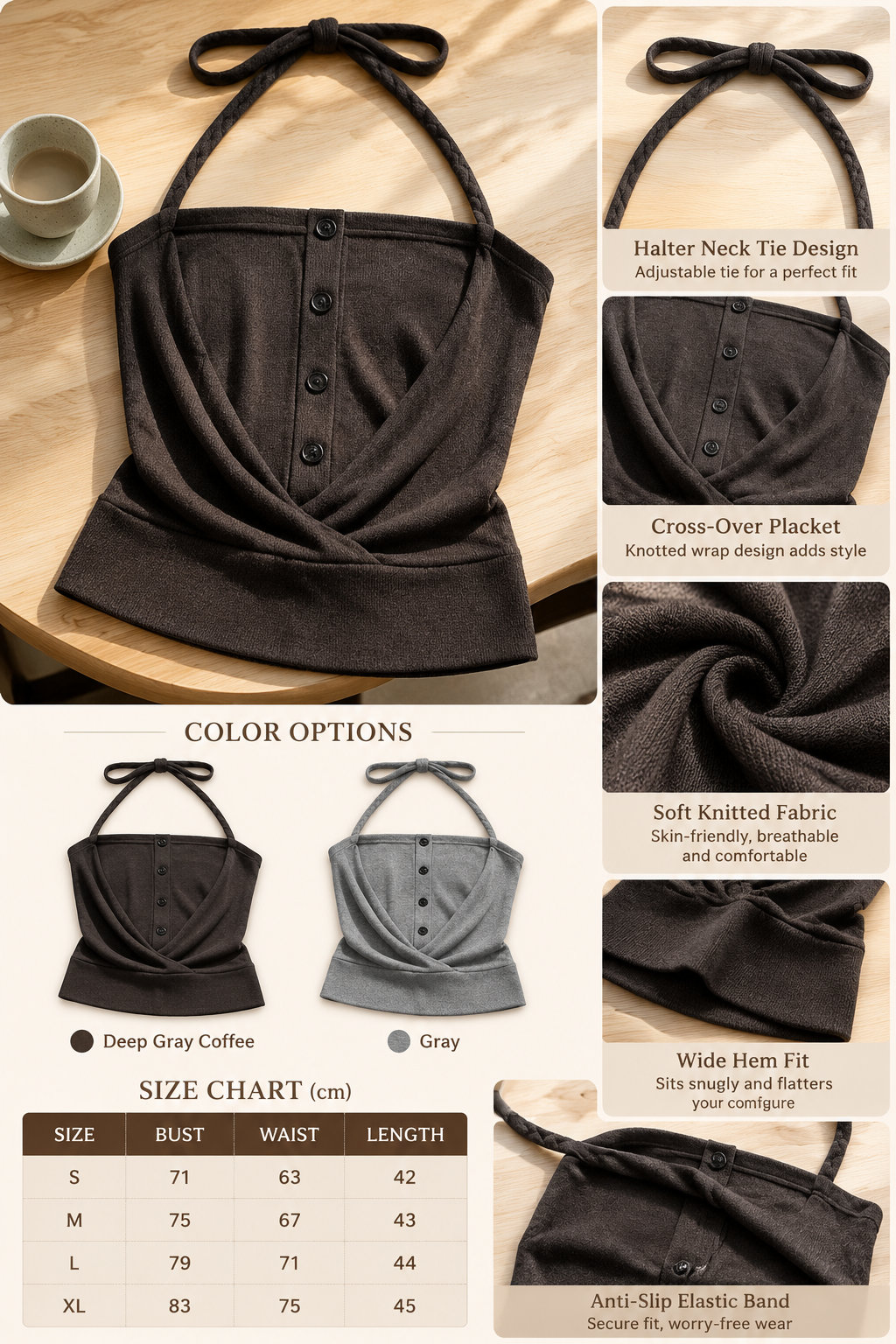 Knitted Halter Cami Tank Top