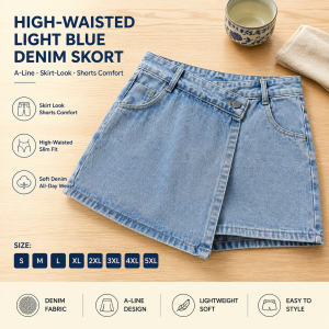 High Waist 2-in-1 Denim Skort