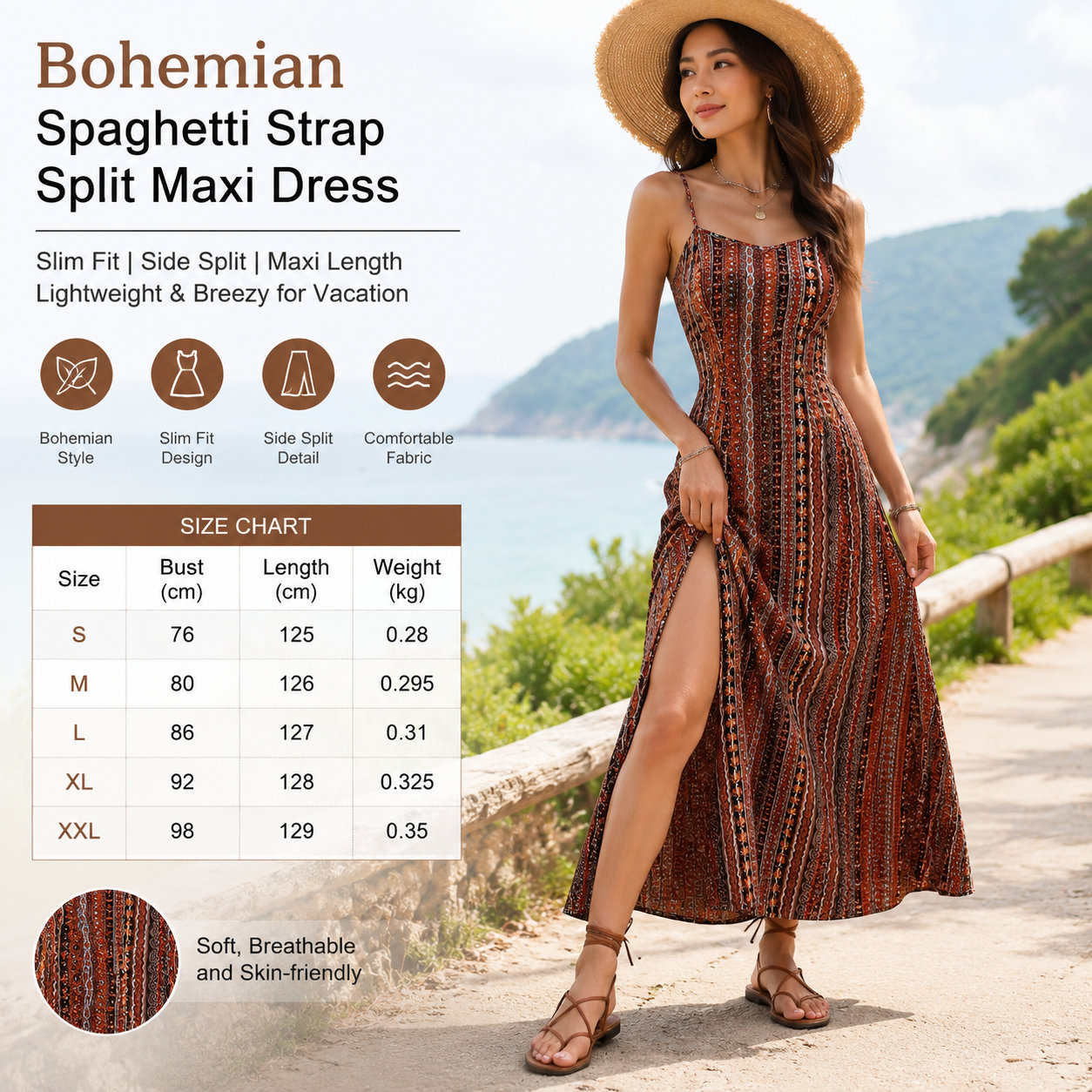 Bohemian Style Slip Maxi Dress