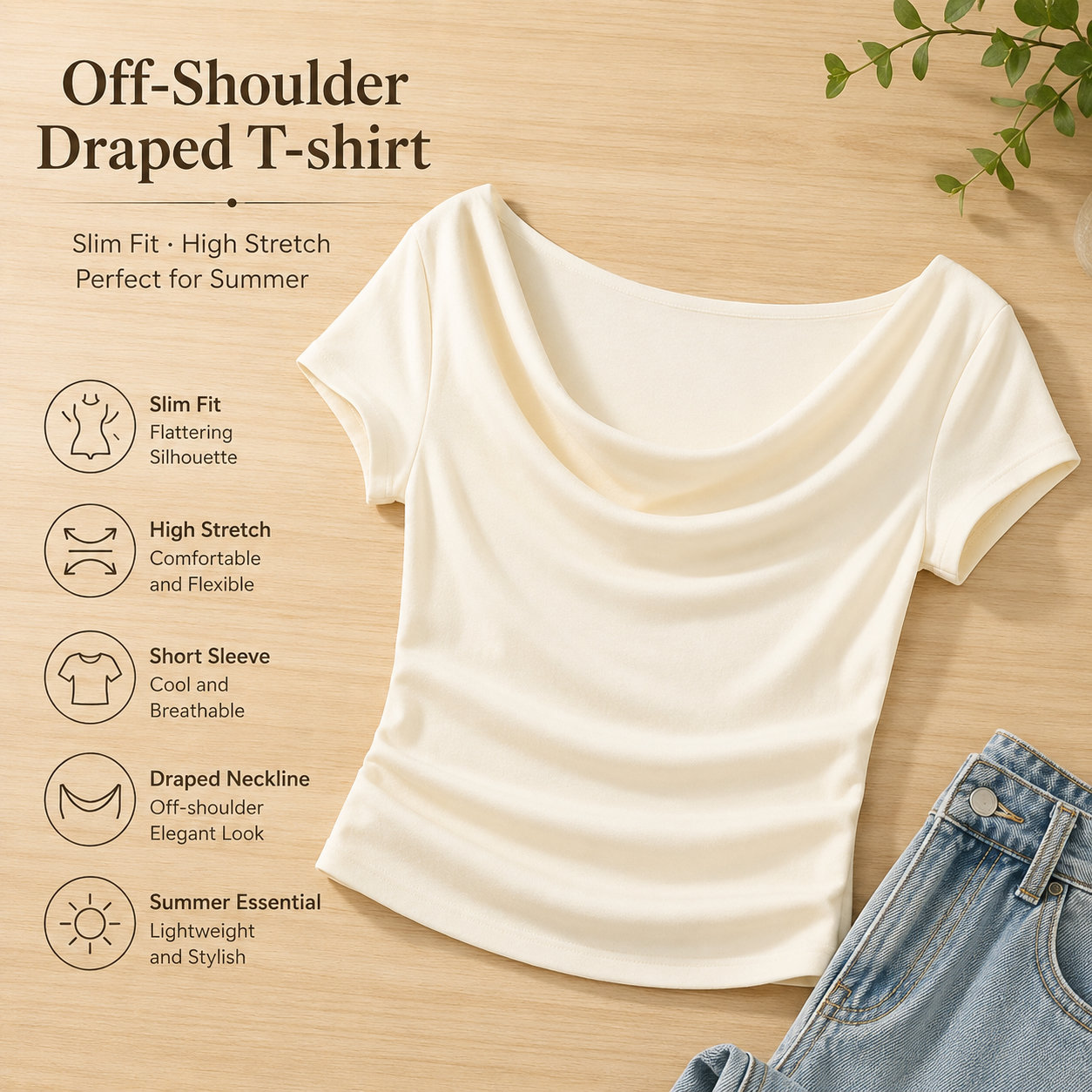 One-shoulder Slim Women's Tee