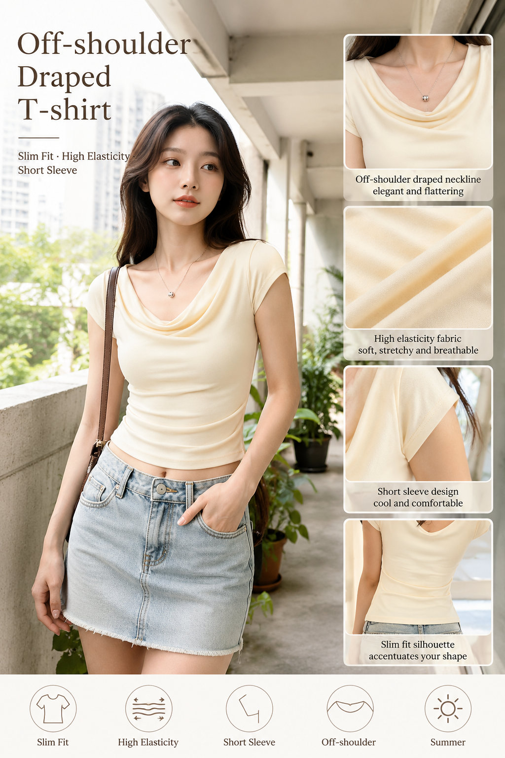 One-shoulder Slim Women's Tee