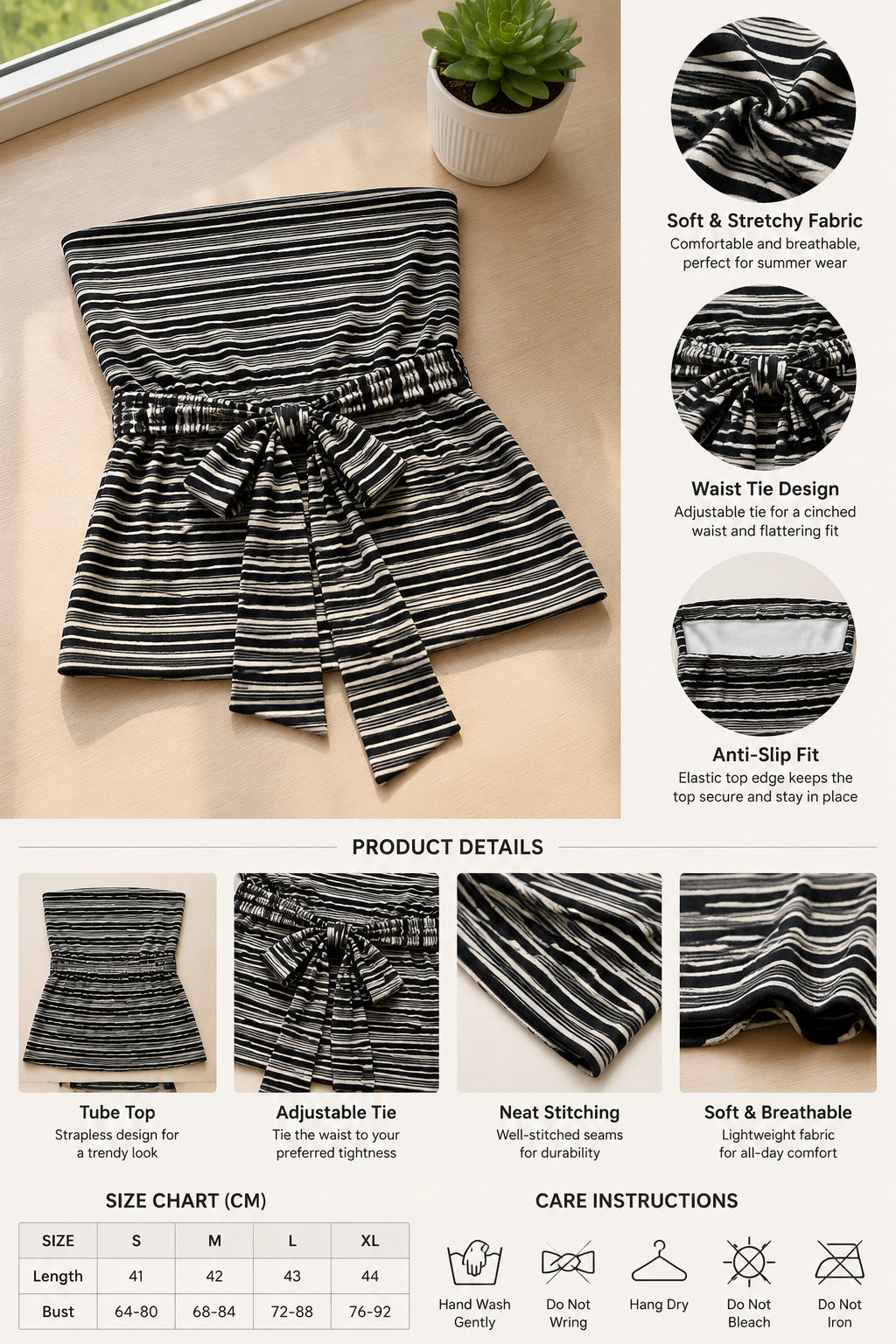 Striped Bandeau Camisole Top