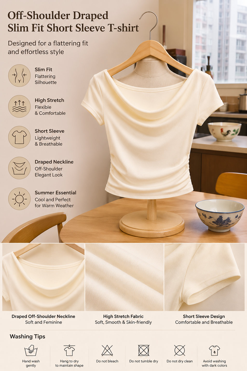 One-shoulder Slim Women's Tee