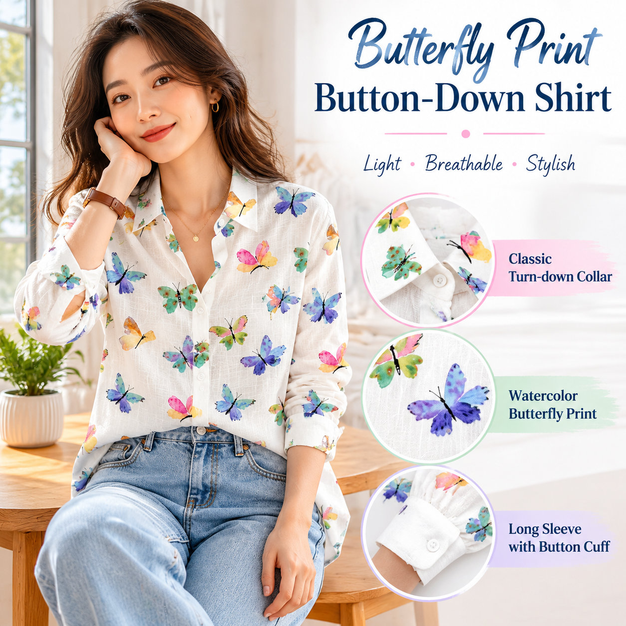 Women's Butterfly Print Shirt