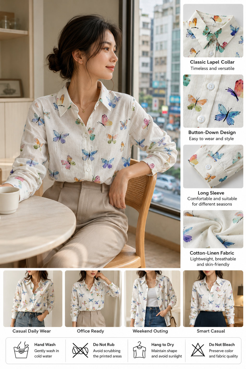 Women's Butterfly Print Shirt