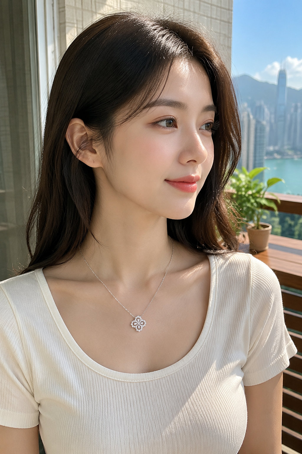 Four Leaf Ti Clover Zircon Choker