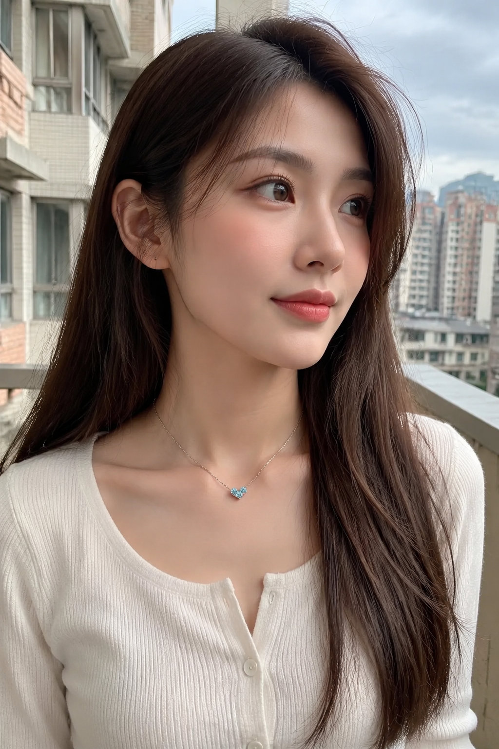White Gold Plated Heart Zircon Collarbone Necklace