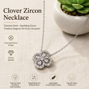 Four Leaf Ti Clover Zircon Choker