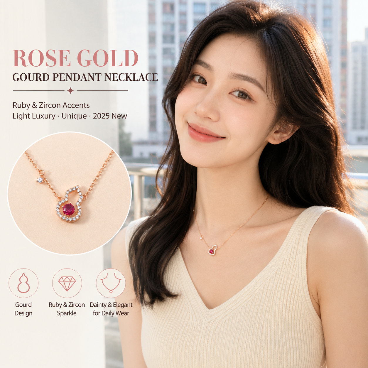 Rose Red Gourd Necklace