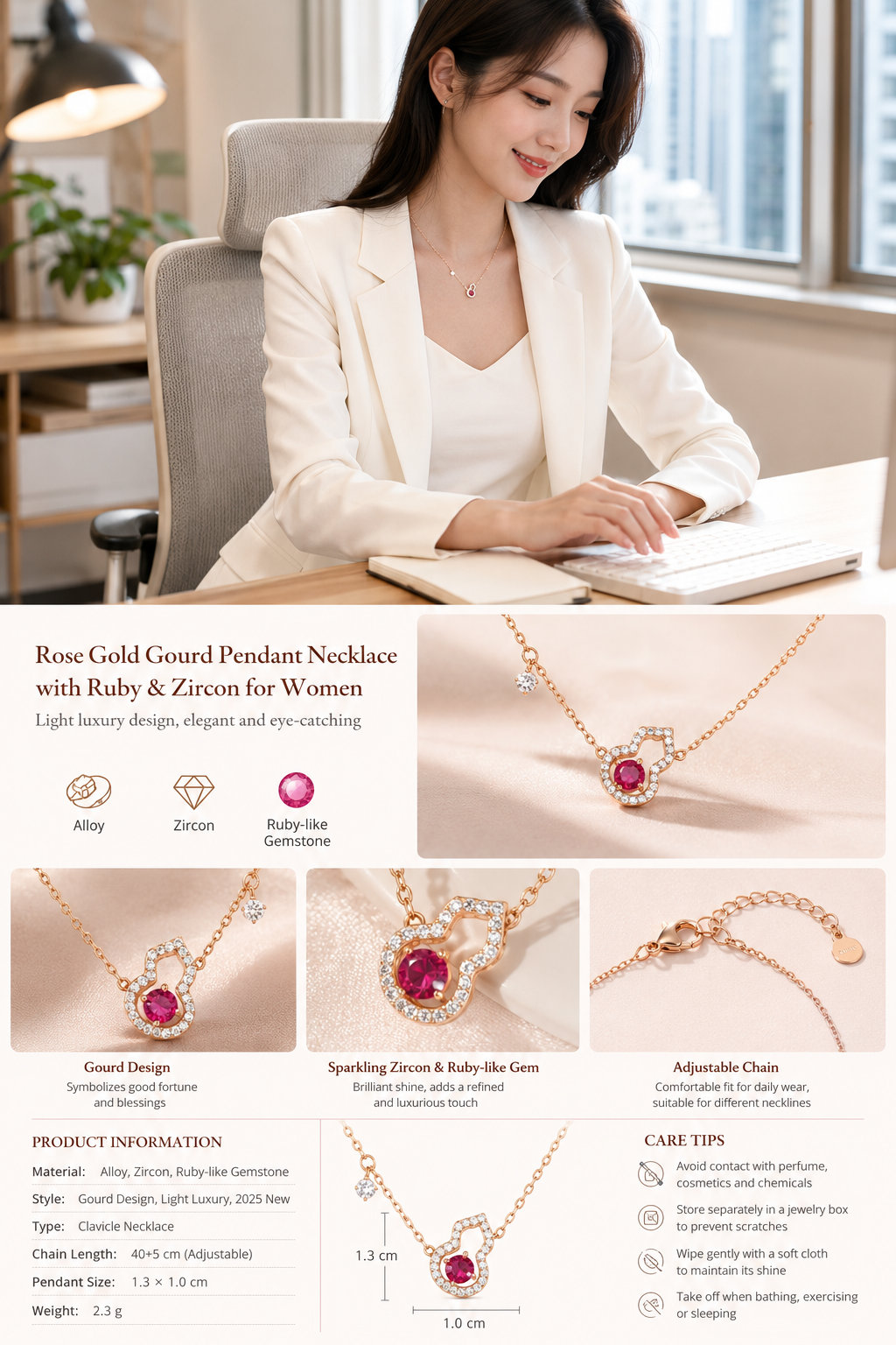 Rose Red Gourd Necklace
