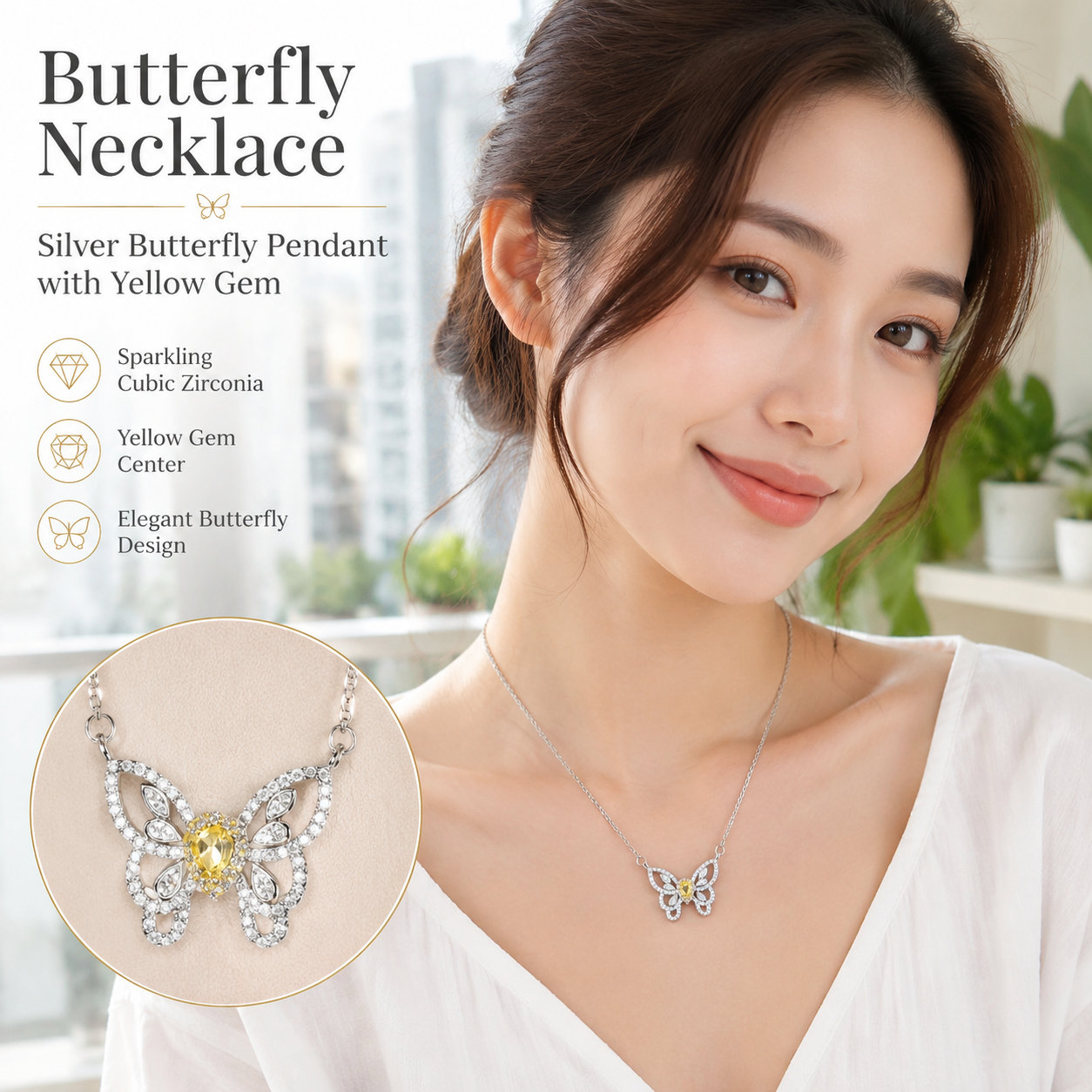 Silver Butterfly Clav Choker