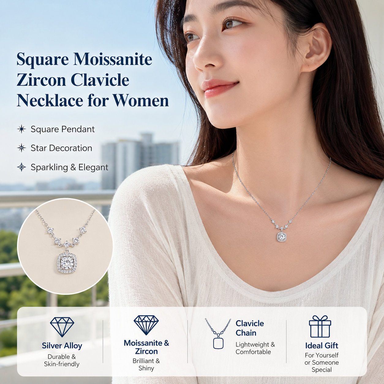 Square Zircon Women's Necklace