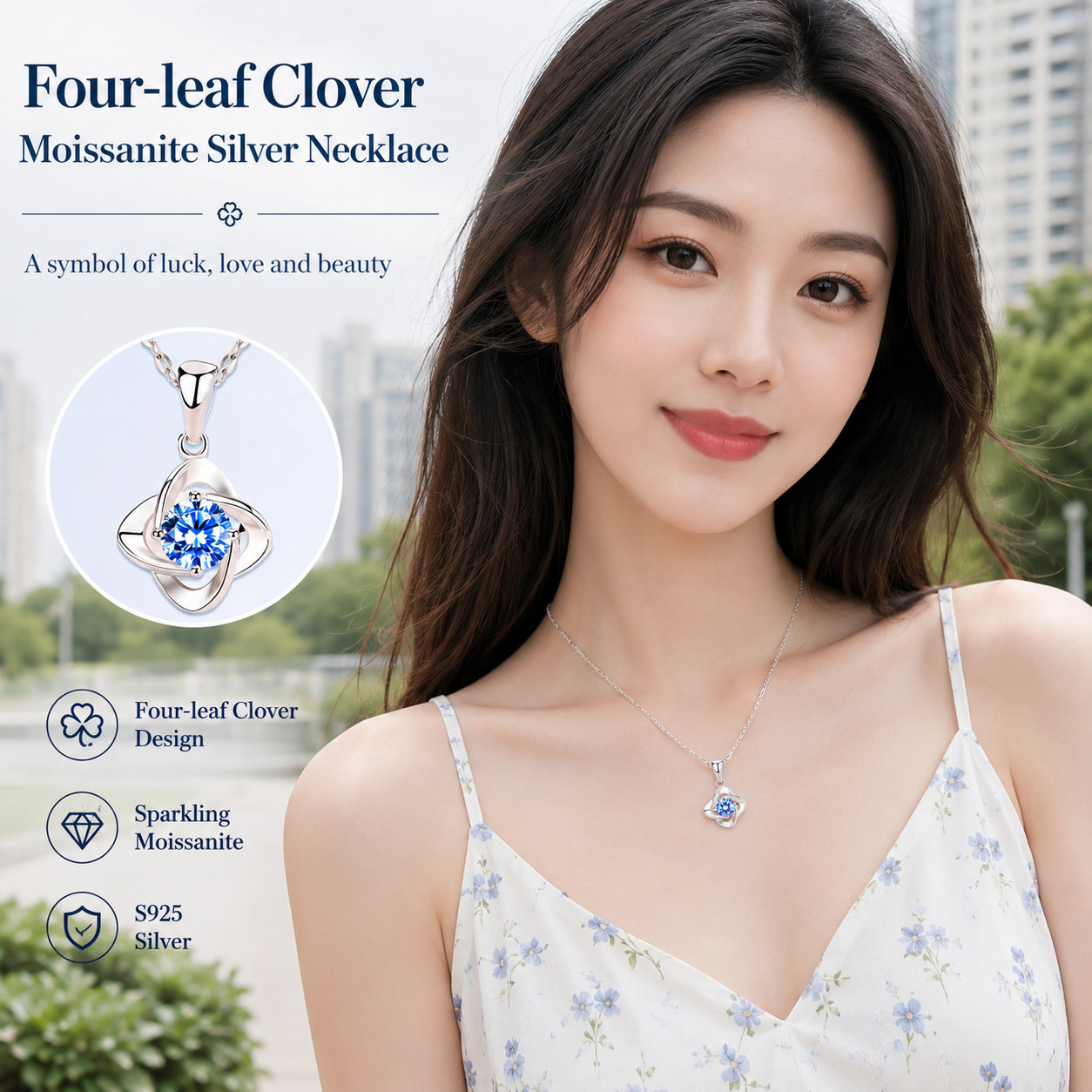 Four Leaf Clover Moissanite Necklace