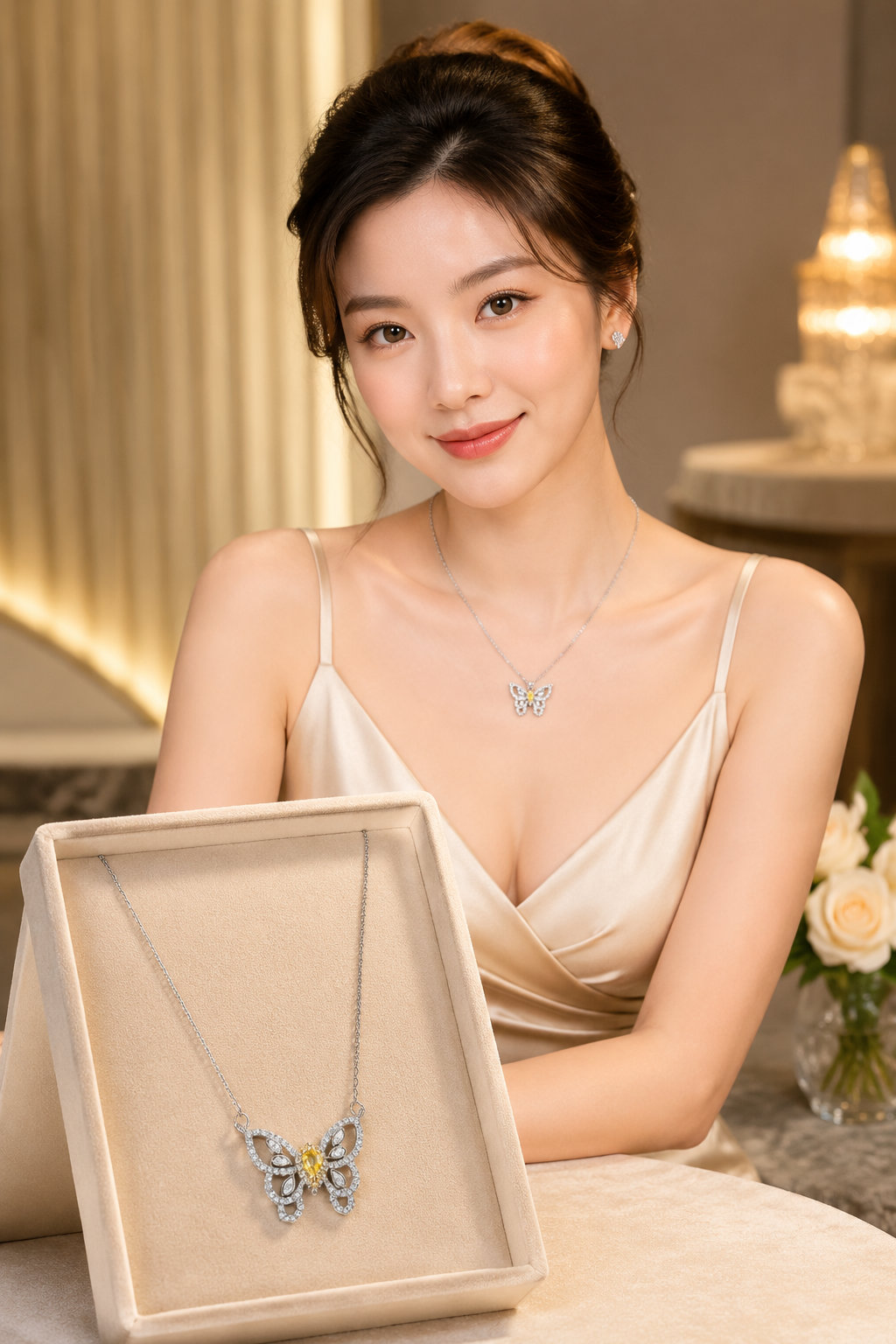 Silver Butterfly Clav Choker