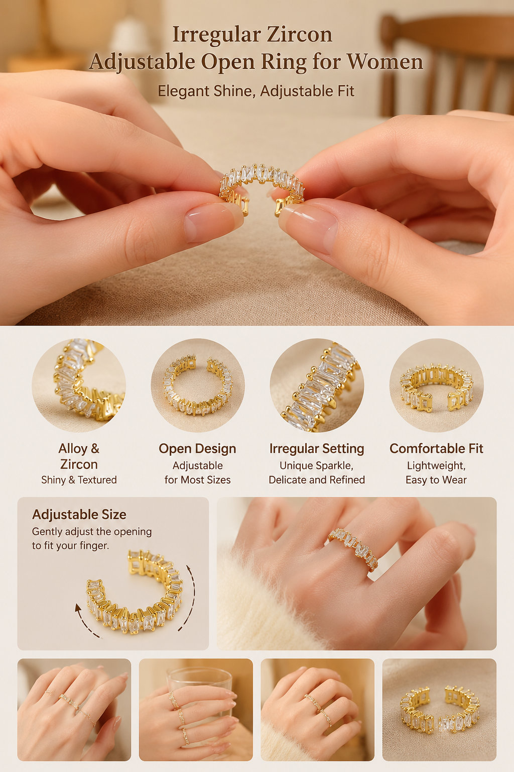 Women's Irregular Zircon Ring