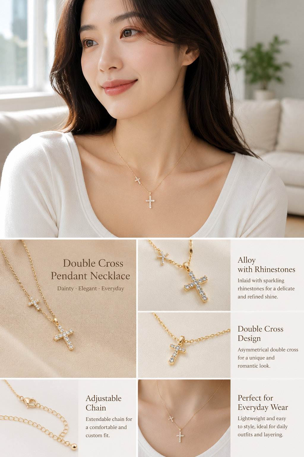Women's Double Cross Necklace