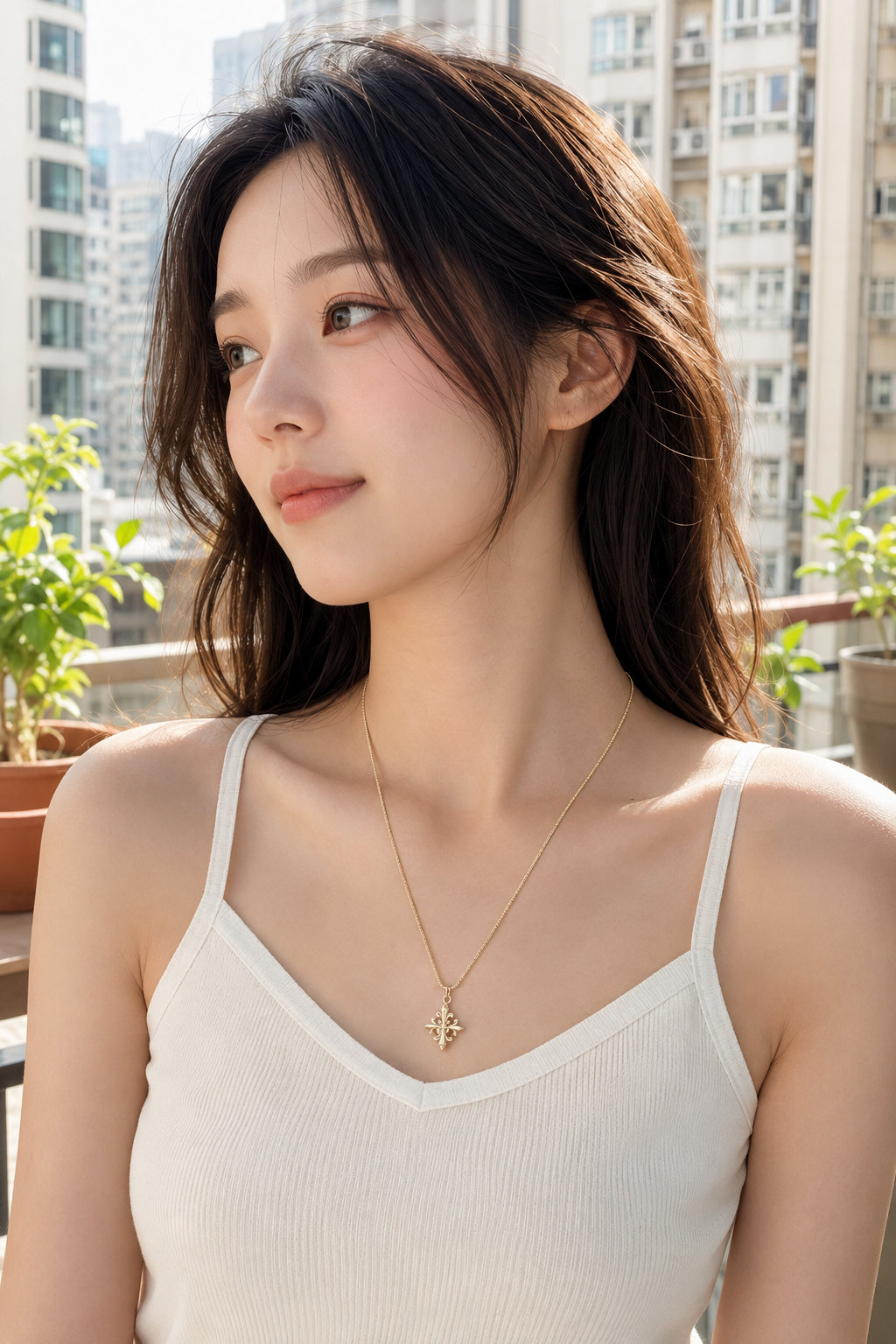 Iris Pendant Metal Necklace for Women