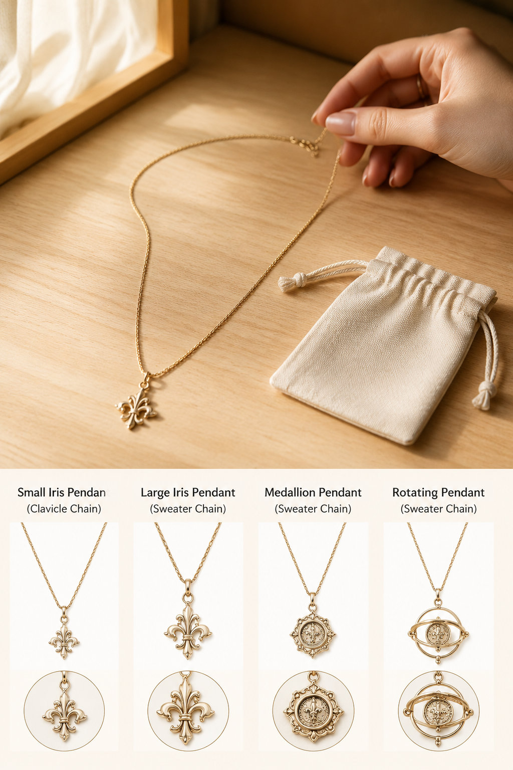 Iris Pendant Metal Necklace for Women
