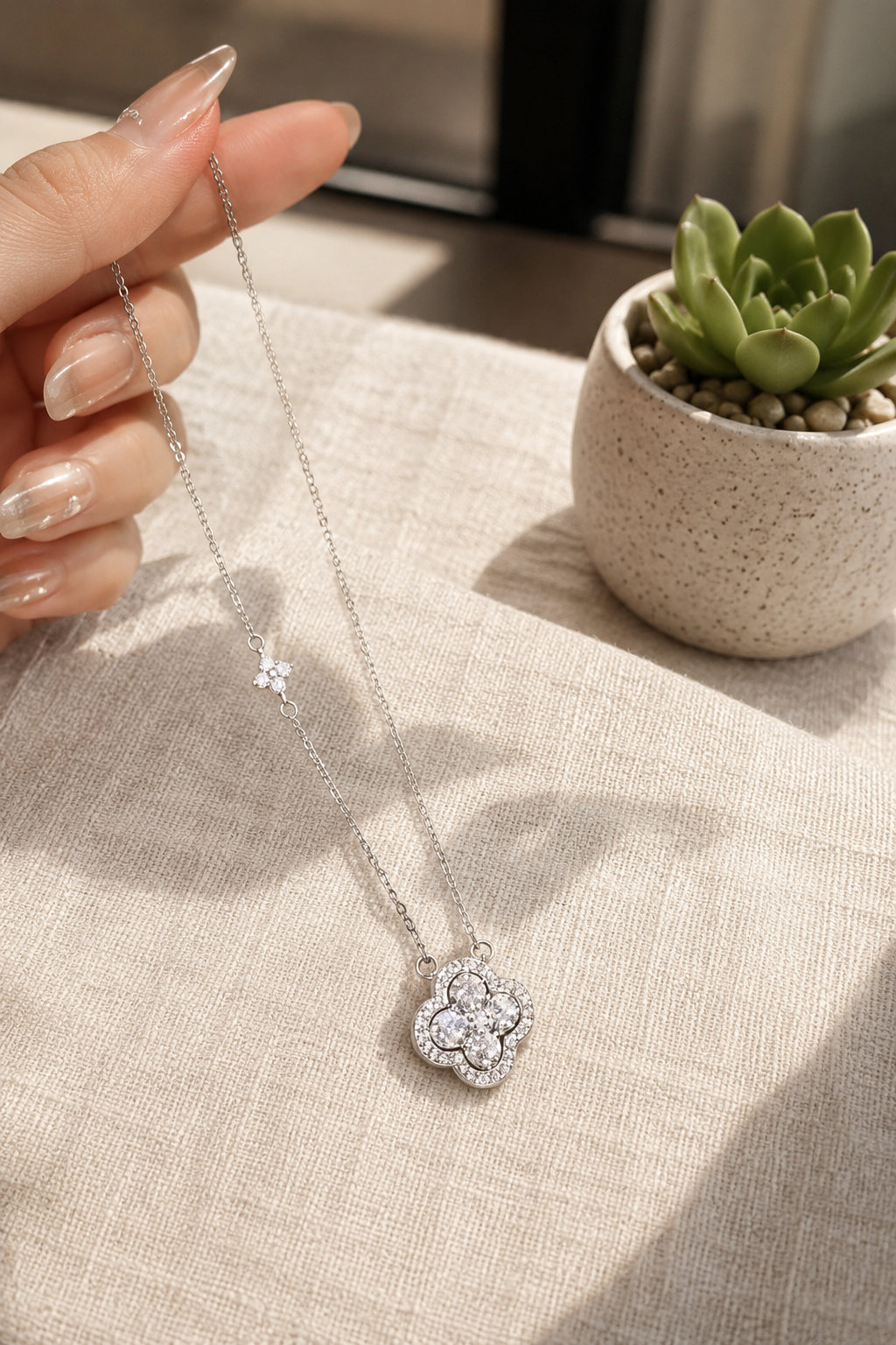 4-leaf Clover Silver Necklace