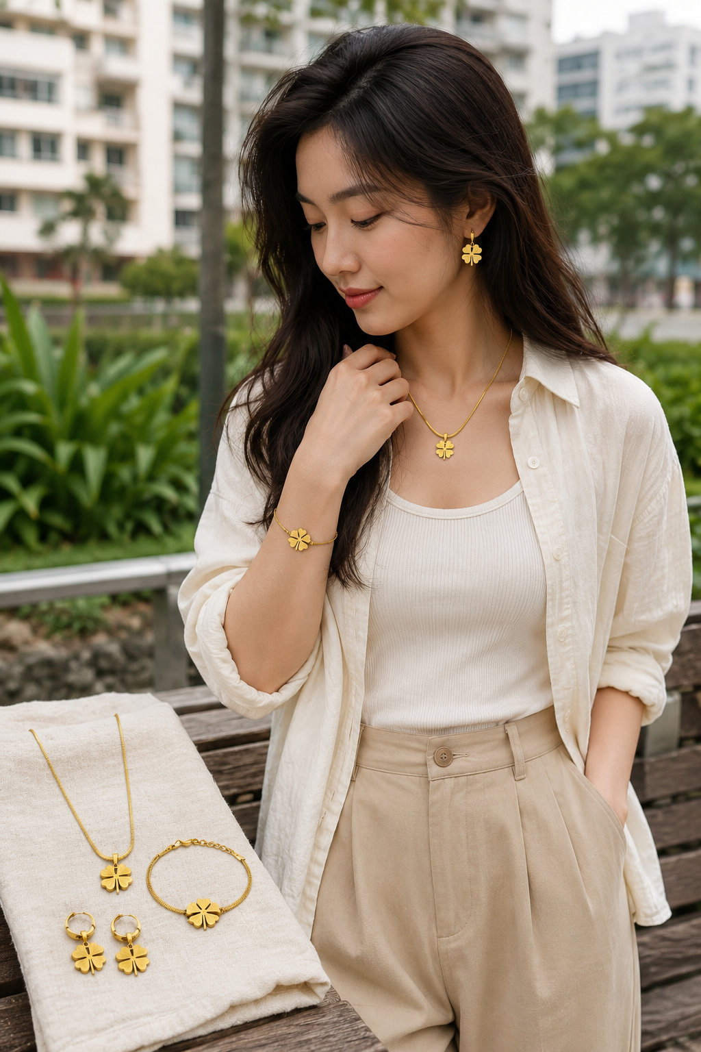 Four Leaf Clover Jewelry Set