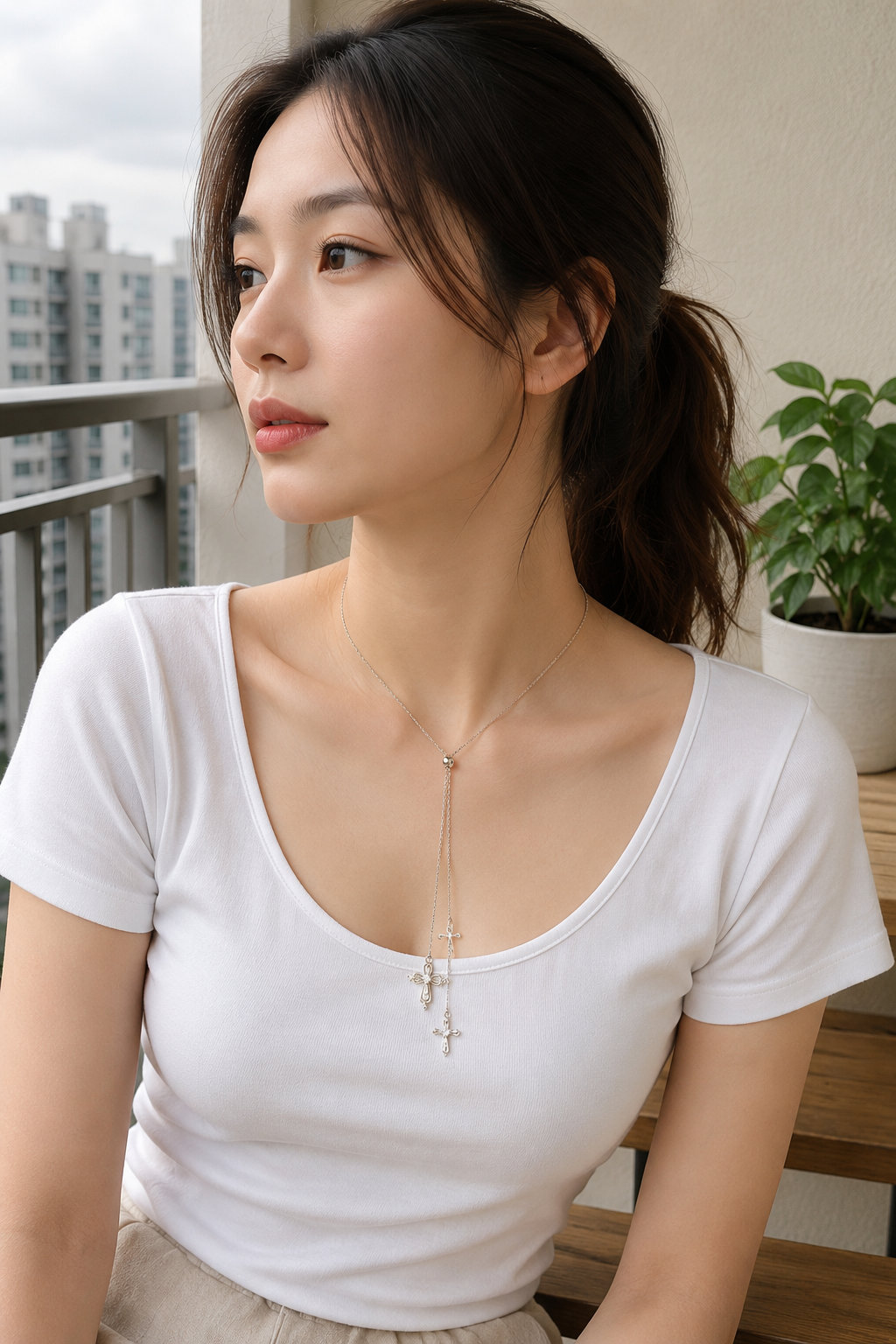 Adjustable Double Cross Y Necklace