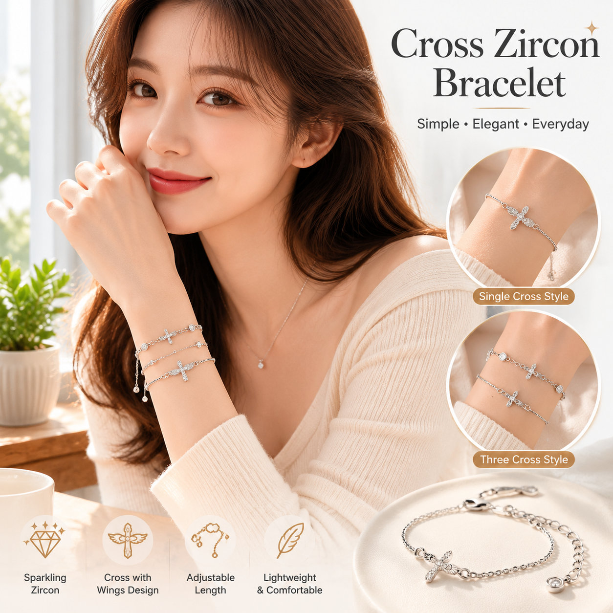 Luxury Zircon Cross Bracelet