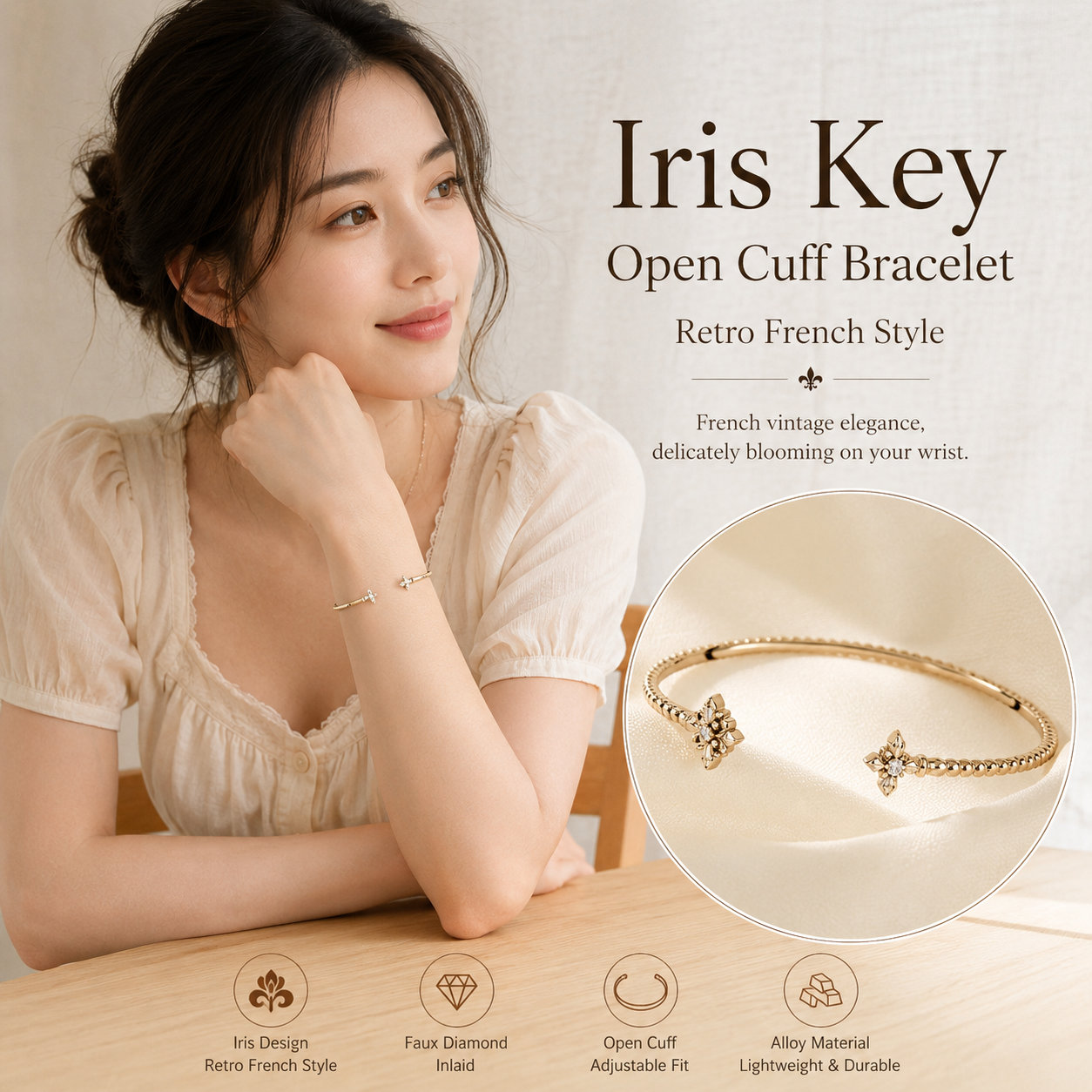 French Retro Diamond Bangle