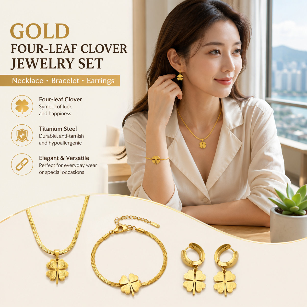 Four Leaf Clover Jewelry Set