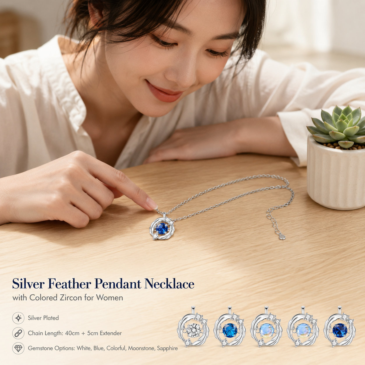 Feather Silver-plated Necklace