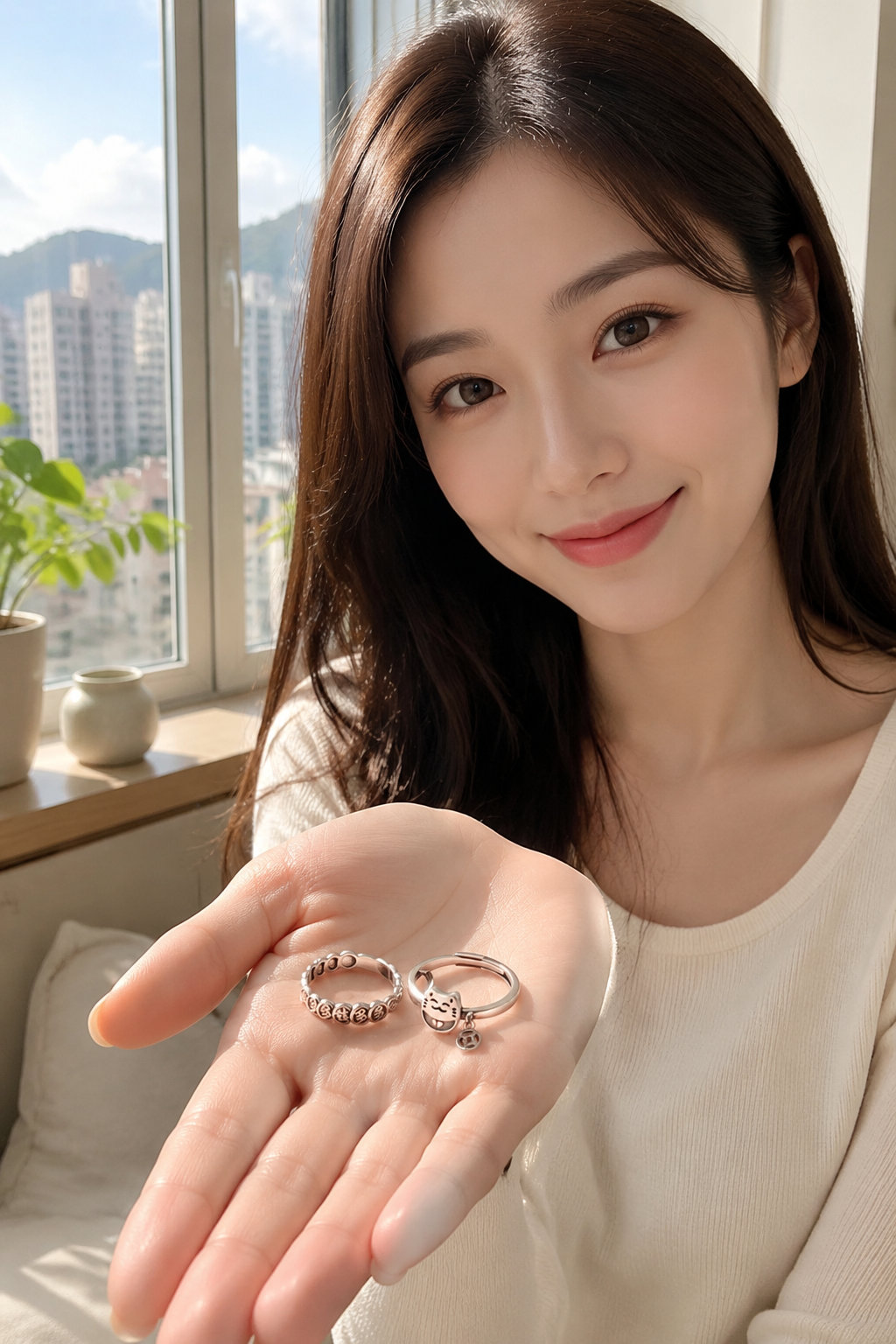 2PCS S925 Silver Lucky Rings