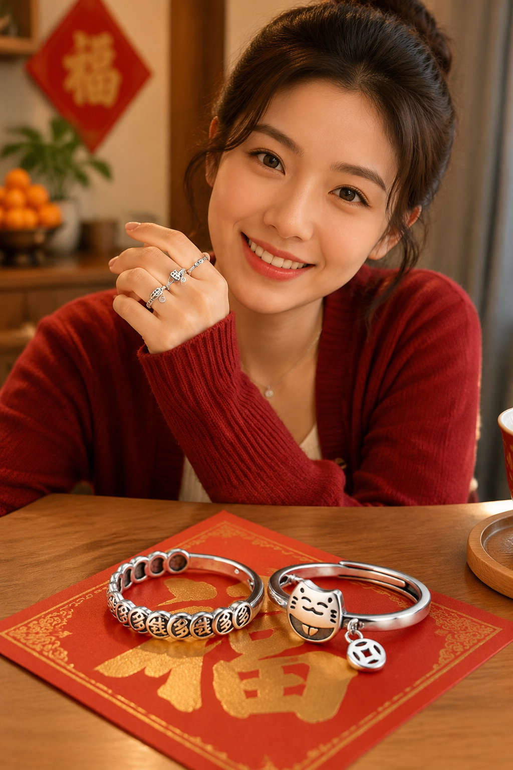 2PCS S925 Silver Lucky Rings